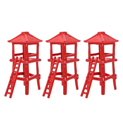 FONDOTIN 3Pcs Lookout Tower Model Kit DIY Plastic Models for Sand Table Decoration Durable Props for Miniature Scene Great for Garden and Model Building