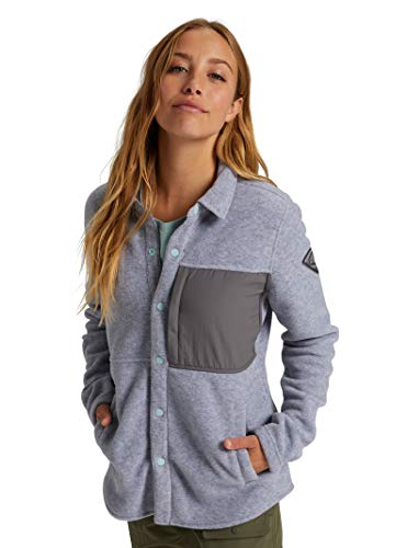 Burton Womens Hearth Snap Up Fleece, Gray Heather New, Large