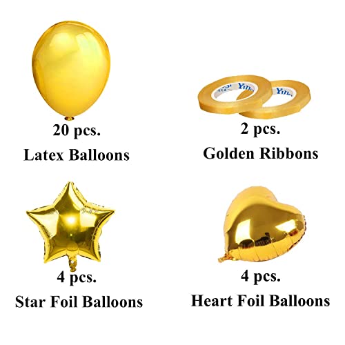 Image of AMFIN (Pack of 30) Birthday Decoration Combo / 1st Birthday decoration For Baby / 1st Birthday Decoration Items / First Birthday Party Decoration / First Birthday Party Decoration / First Birthday Decoration Girl - Golden