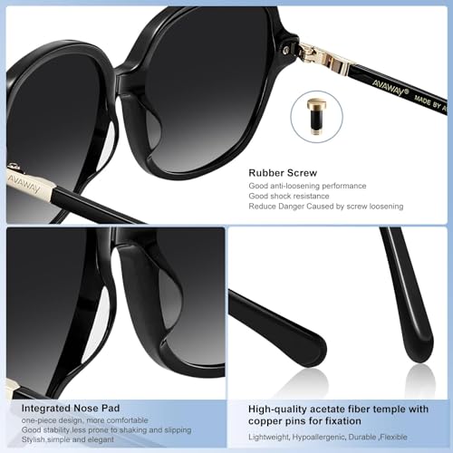 AVAWAY Polarized Sunglasses for Womens Square Oversized UV Protection Acetate Frame Retro Trendy Sun Shades4