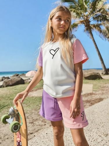 Toddler Kids Girl Clothes Floral Letter Graphic Top + Shorts 2PC Girls Summer Short Set2