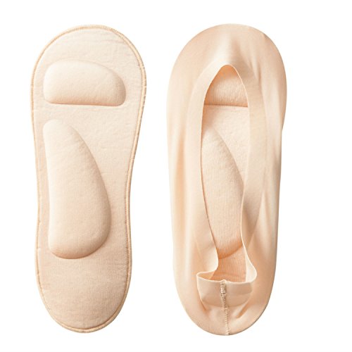 Women's No Show Nylon Socks Arch Support Sponge Cushion Liner (2 Pairs) (Shoe-Size 7-8, 2Nude) by Jarseen - Used condition - US$8.99