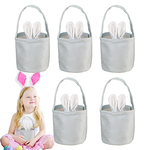 Bolsa de conejo de Pascua, reutilizable, cesta de conejo de Pascua, bolsas de huevos portátil, cesta de conejo de Pascua, suministros escolares para el hogar, decoración con bonitas orejas de conejo