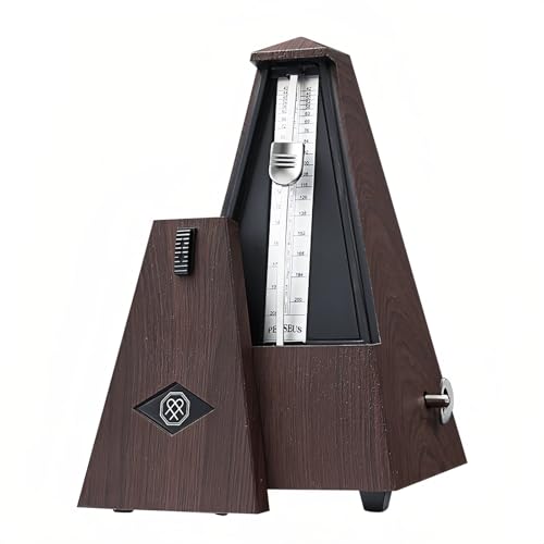 メトロノーム 振り子式 高精度 楽器演奏用 初心者向け コンパクト 大音量 メカニカルメトロノーム 金属機軸 メタルコア スタンダード ベテラン向き ピアノ/ギター/バイオリン/ベース/ドラなど楽器練習に対応 (ムーブメント:MOP+メタル~チーク色)