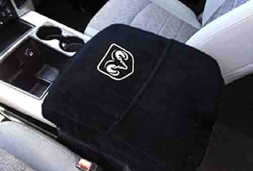 Car Console Covers Plus Official Licensed Embroidered Logo Auto Armrest Center Console Cover Designed by Seat Armour for Ram 2014-2022 fits All The ...