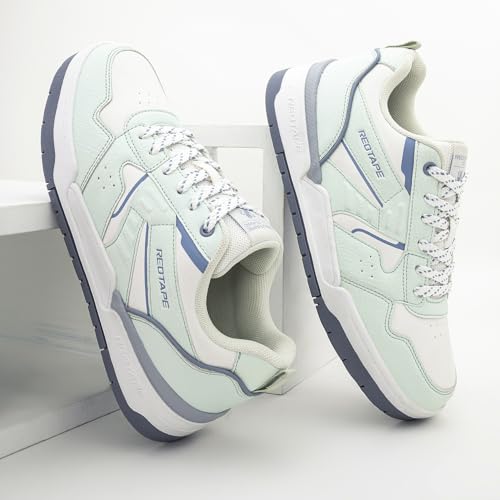 Image of Red Tape Women's Sneakers White Blue Pu Round Toe Lace-Up