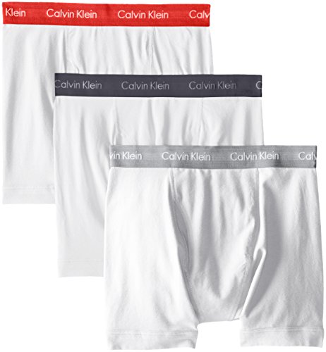 Calvin Klein Men's Underwear Cotton Stretch 3 Pack Boxer Briefs, White/Robin/Windy/Mistral, Large