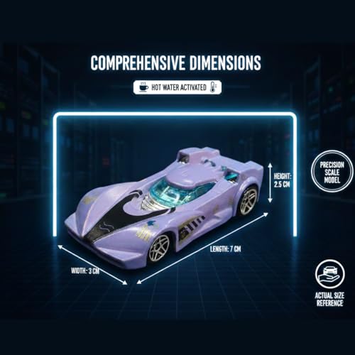 Image of GENIE'S TOY BUS Color Changing Die-Cast Racing Car I 1:64 Scale Temperature Sensitive Paint Sports Car I Change Color with Water I Kids Collectible Toy for Ages 3+ I Best Birthday Gift for Kids
