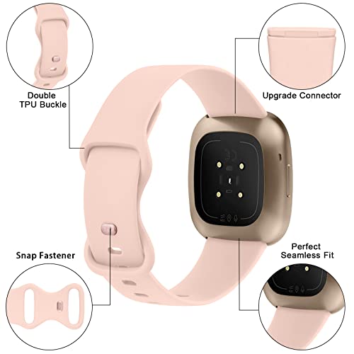 Strap for Fitbit Versa 4/ Versa 3 Straps for Women Men/Fitbit Sense/Sense 2 Strap, Soft Sport Watch Strap Replacement Wristbands for Fitbit Versa 4/Versa 3/Fitbit Sense/Sense 2 (Light Pink, Small) - Image 3