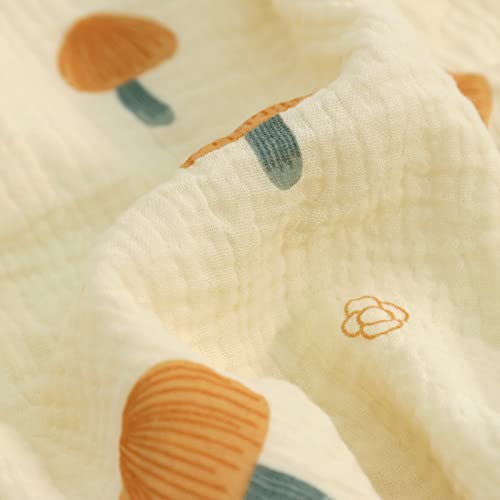 Image of Baby Blanket for Unisex Boys Girls Toddler, Soft Minky with Double Layer Dotted Backing and Muslin Cotton Front, 39 X 43 in (Mushroom) Nursery Bed Throw Quilt