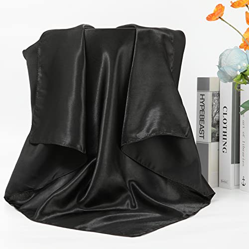 Zebra Stripes Silk Square Scarf - Large Pure Color Bandanas for Women Hair Wrap Sleeping4