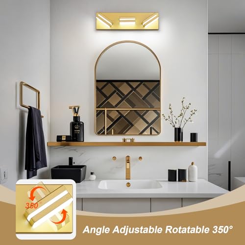 Image of Modern LED Small Gold Acrylic Bathroom Lights Fixtures 3-Light