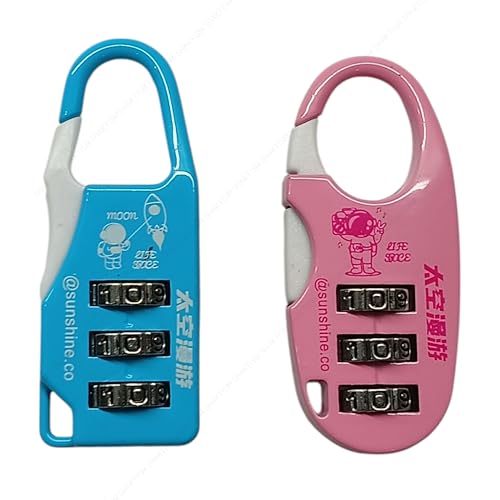 Image of SHAKTISM Mini 3-Digit Combination Lock, Multicolour Metal Padlock for Bags and Luggage, TSA Approved -1Pc Random Design Dispatched (Password Luggage Lock -D1)