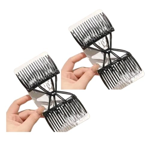 2 Peines Clip Mágicos Ajustables Negros para Cabello miniatura 1