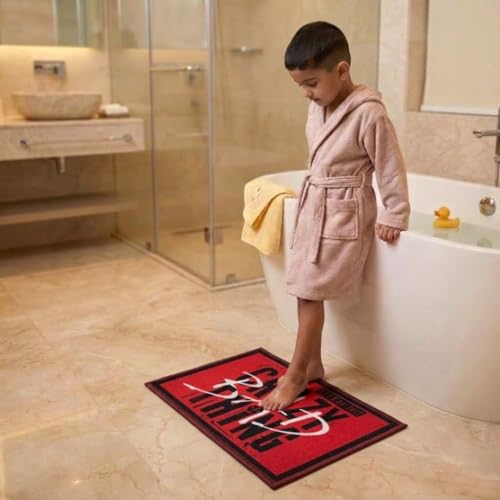 Image of Athom Living Premium Anti Slip Printed Kids Bathmat, Durable Nylon Fabric, Soft Texture, Easy to Clean, Stylish Home Decor Mat for Doorway & Kids Room, 37x57 cm, Multicolor (Maverl- Crazy Bad Things)