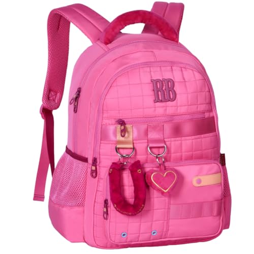 Rebecca Bonbon Mochila Escolar RB Bonbon, Design Acolchoado com Compartimentos Espaçosos, Alças Ajustáveis Ergonômicas (Rosa)