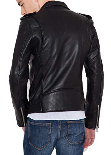 Image of Men's Lambskin Leather Bomber Biker Jacket
