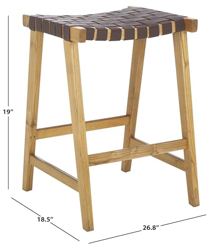 Safavieh Home Collection Abreu Butaco de Madera Maciza 27 Pulgadas Color Cognac/Natural miniatura 3