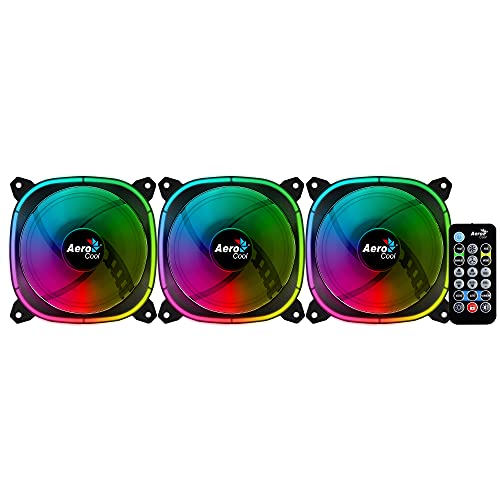 Aerocool Astro 12 Pro Bundle – 3X Argb Fans 120Mm, 1X H66F Rgb Hub, Omni Argb Lighting And 18 Leds, Includes 6-Pin Connector, Remote Control, Curved Blades And Anti-Vibration Pads, Carbon Fibre, Black #TOP3
