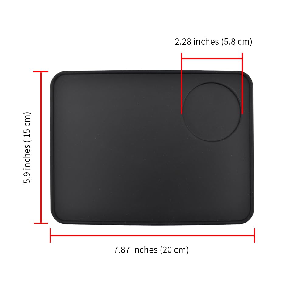 Acoeitl Non-Slip Silicone Espresso Coffee Tamper Mat 5.9x7.87inch Coffee Powder Pad Coffee Press Counter Mat Espresso Machine Tamp Mat Tamping Mat for Barista Tools and Accessories (Black?