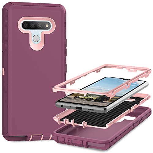 MMHUO for LG Stylo 6 Case,Full Body Protective Case for LG Stylo 6 Case,3 in 1 Dust & Shock-Proof Phone Case for LG Stylo 6,Heavy Duty LG Stylo 6 Hard Case,Pink/Violet