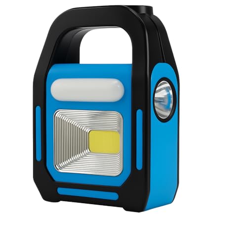 Solar Işıldak Fener, Güneş Enerjili ve USB Şarjlı Kamp Lambası, LED Kamp Feneri El Feneri, Taşınabilir 3 Fonksiyonlu Işık, 300 Lümen 6500K Beyaz Işık, IP44, Mavi Renk (G Energy)