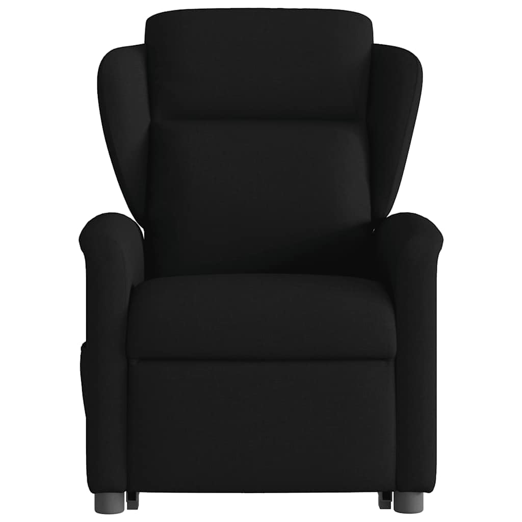 Sillón elevador reclinable eléctrico negro de tela con función de elevación y reclinación automática a 135 grados para un asiento cómodo y estable