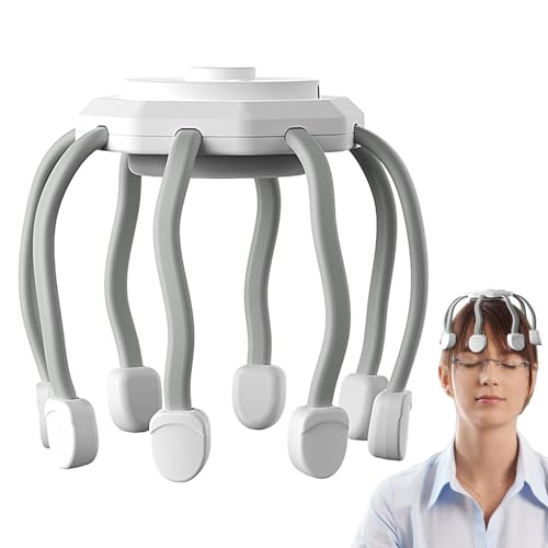 Appareil de massage vibrant - Appareil de massage électrique portable pour cuir chevelu - Soulage le stress - Masseur de tête à 10 contacts - Appareil de thérapie bien-être pour la croissance des