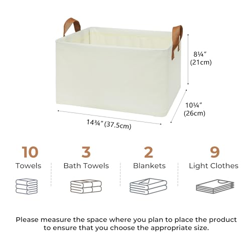 GRANNY SAYS Closet Storage Baskets, Collapsible Fabric Storage Bins with Metal Frame, Clothes Organizer Bins, Large Baskets for Shelves, Ivory, 4-Pack by GRANNY SAYS - Image 6