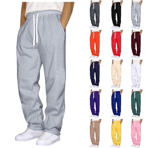 Mens Sweatpants Open Bottom Baggy Sweat Pants for Men Straight Leg Fleece Loose Fit Gym Athletic Sweatpants Pockets4