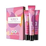Aurlux Trilogy Kit for PCOS Facial Hair Removal for Women - Clinical Grade Hair Remover for Women Chin Upper Lip - 3 Step System Lasts 3-4 Weeks - Soothing Gel with Aloe Vera & Vitamin E