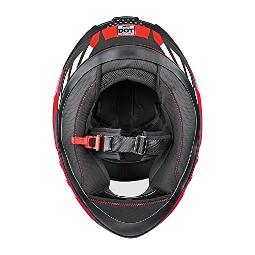Ahr Full Face Motorcycle Helmet Lightweight Street Bike Helmet With Storage Bag Great Ventilation & Streamlined Design For Touring Racing, Run-F3 Dot Approved (Red, Small) #TOP5