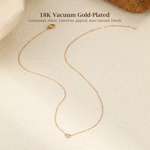 Simple Gold Diamond Necklace: 18K Gold Plated Dainty Diamond Look Pendant Necklace Sparkly - image 4