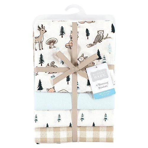 Hudson Baby Unisex Baby Cotton Flannel Receiving Blankets, Boy Woodland Pals, One Size — view 2