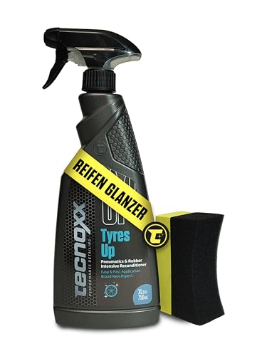 Tecnoxx Performance Detailing Tyres Up - Glanzmittel und Feuchtigkeitsspender für Autoreifen und Gummi - UV-Schutz intensiver Glanz und sofortiges Ergebnis - 750 ml mit Sprühflasche