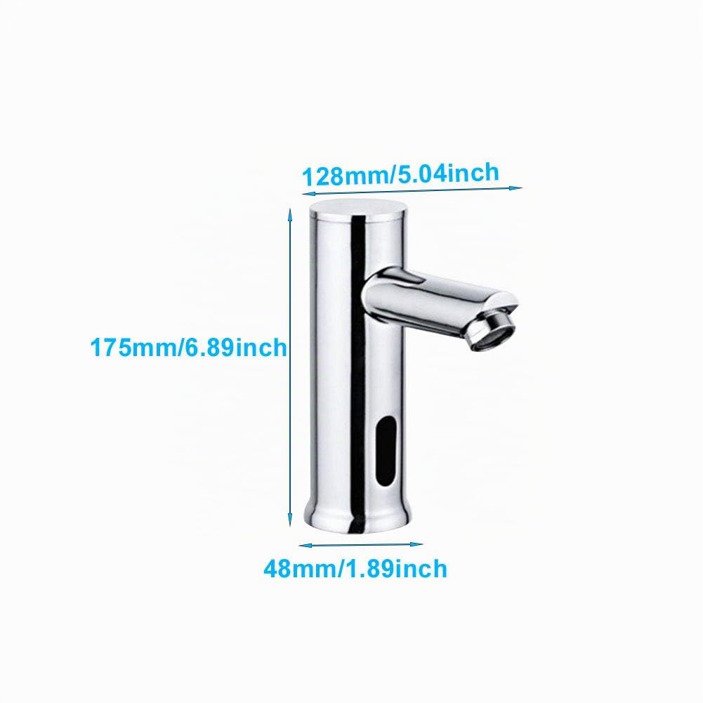 Grifo de baño de latón activado por movimiento manos libres con mezclador de temperatura, sin contacto, funciona con pilas, caja de control incluida