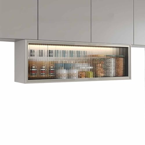 LXHELIVERY Armarios De Cocina De Pared con Puertas De Cristal - Aparador Pared con Puertas Corredizas - Organizador Versátil para Platos Y Especias, Despensa Pequeña Cocina Y Baño(100x30x22 cm)