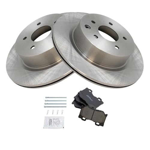 Image of TRQ Rear Brake Pad and Rotor Set Ceramic Compatible with 2010-2017 Nissan 370Z