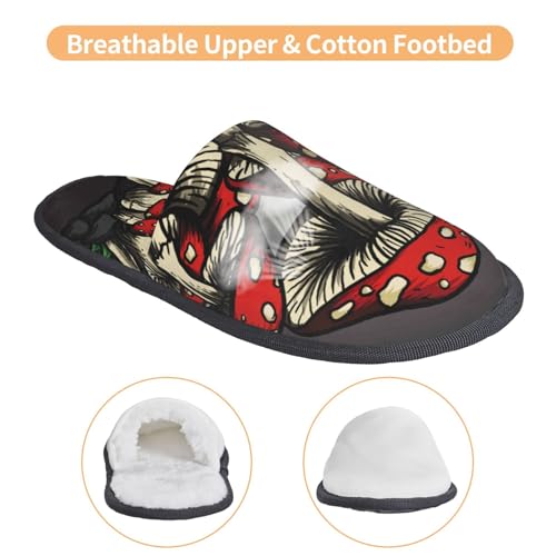 Red Mushrooms Print House Slippers For Women And Men,Soft Slippers With Memory Foam,Non-Slip Indoor Home Shoes3