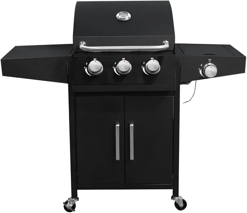 Churrasqueira a Gás 3 Queimadores Centrais 1 Lateral Americana a Bafo Carrinho
