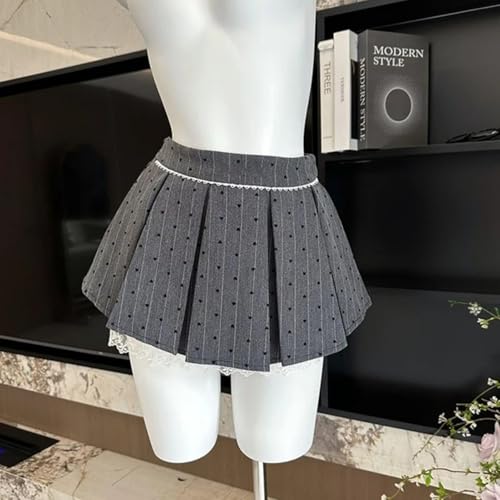 Sweet Bow Lace Stitching Women A Line Pleated Skirts Y2K High Waist Streetwear All Match Ladies Mini Skirt2