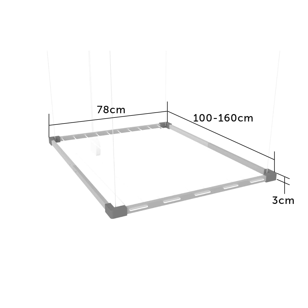 Cuncial - Tendedero Tezno Techo Aluminio | Inoxidable |10 Cuerdas - hasta 16 m tendido | Extensible 100-160 x 78 cm | Interior y Exterior | Sistema Elevable | Ahorra Espacio