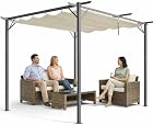 Foto di BAKAJI Gazebo Pergola Beige con Telo Retrattile in Poliestere Impermeabile e Anti UV, Struttura Resistente alle Intemperie, Ideale per Esterno, Giardino, Terrazzo, Patio, Ristorante, Bar (3 x 3 Metri)