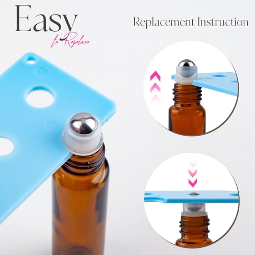image for ZEJIA 10ml Roller Bottles for Essential Oils, 6 Pack Glass Roll on Bot