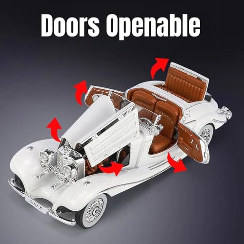 Image of 1:24 Vintage Cars Toy Diecast Metal Car Vintage Model Car for Kids Light Sound Pull Back Openable Door Toy Cars