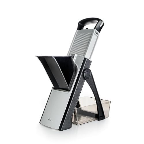 Lacor - 60860 - Mandolina Vertical Plus, Cuchilla de Acero Inoxidable, BPA Free, Medidas: 31x41 cm, 4 Tipos de Corte, Plegable