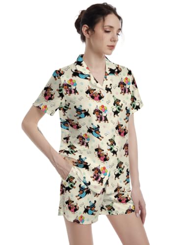 Image of Womens Pajamas Sets Short Sleeve Short Sleeve Pjs Lounge Set Ladies Outfits