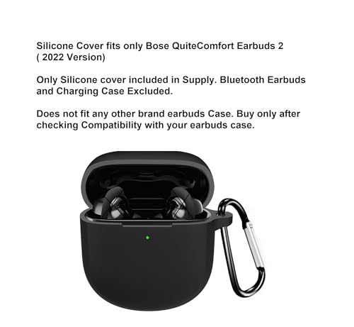 Image of Silicone case Cover Compatible with Bose QuiteComfort Earbuds 2 Cover, Bose quitecomfort Ultra case (Earbuds & Charging case not Included) Black Color