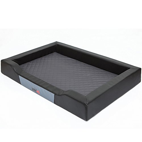 Hobbydog Hundebett Delux, Schwarz, Größe XXL 120x80cm, Kunstleder + aushaltbares Codurastoff