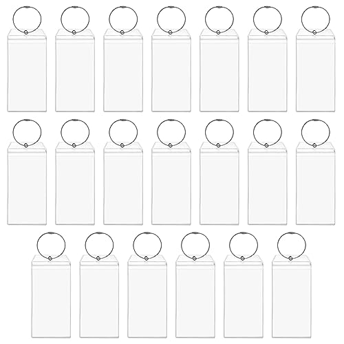 Juvale Luggage Tags for Suitcases - 3.5 x 7.2 in, Clear, 20 Pack - Bulk Zip-Seal Closure & Steel Loop Fastener - Waterproof ID Holders - Travel & Cruise Essentials